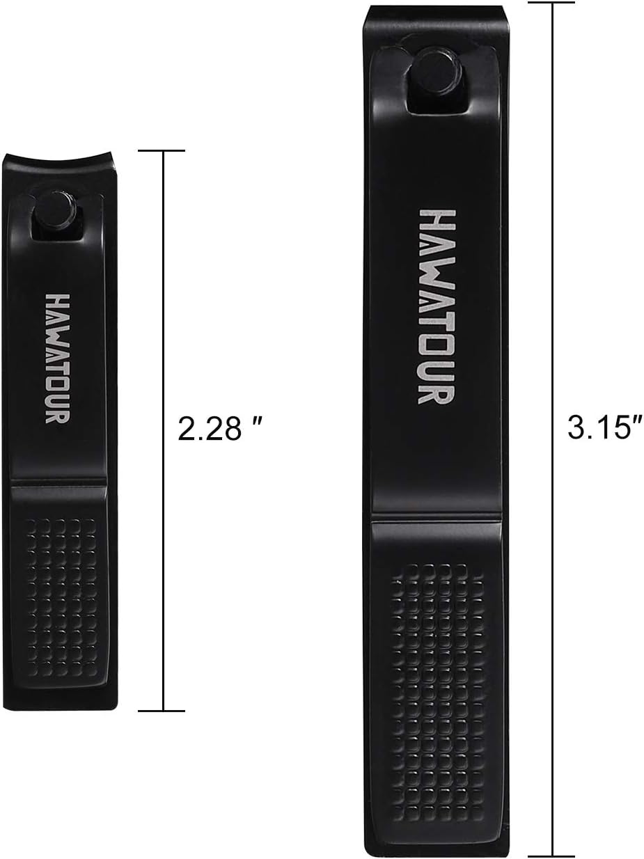 HAWATOUR Nail Clippers Set with Visibly Tin Case, Black