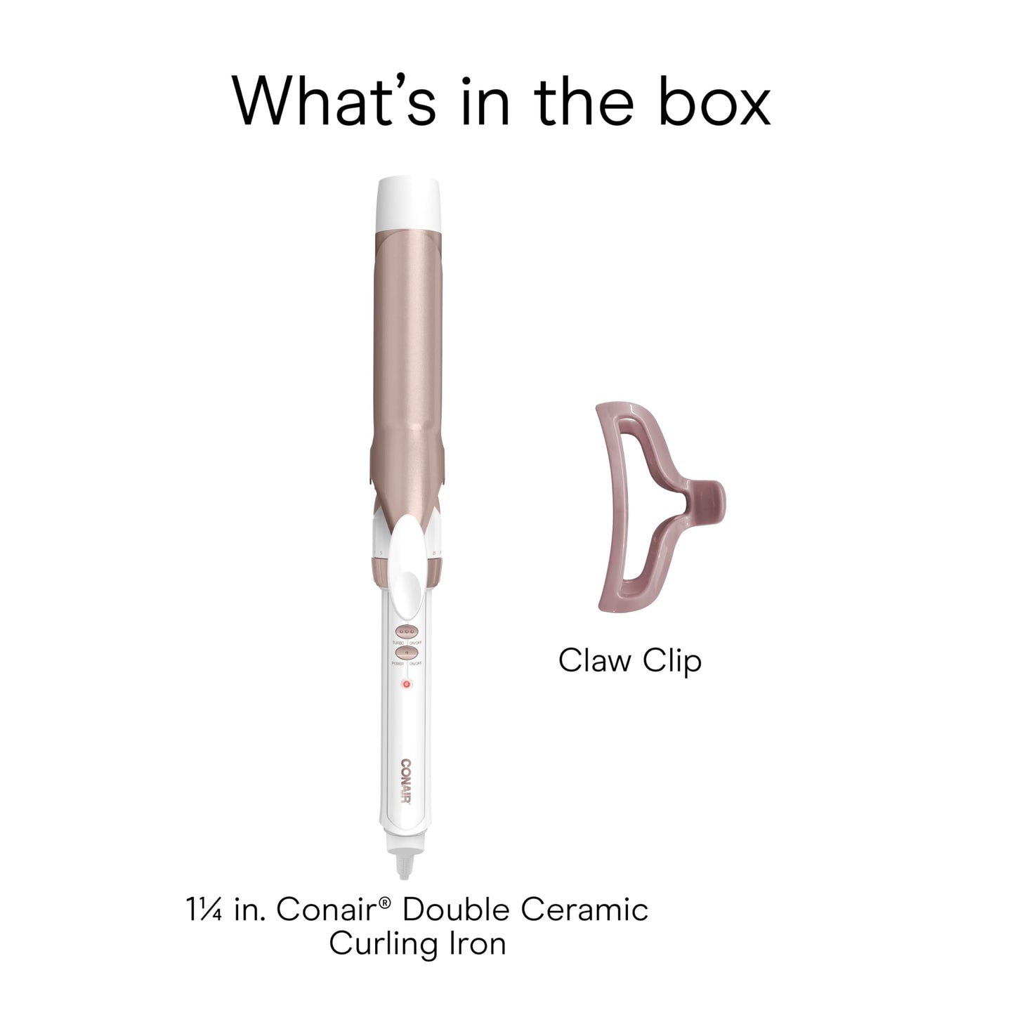 Conair Curling Iron, Double Ceramic, 1" Barrel, White/Rose Gold