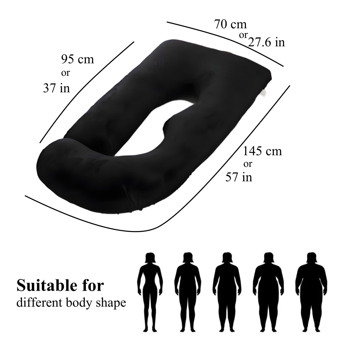 ALLOPERA Pregnancy Pillow, Full Body Maternity Pillow 57 inch, with Removable Washable Cover - Sleep Support for Legs, Back, Neck, Shoulder, HIPS, Belly, Velvet Cover-Grey-Dark Blue