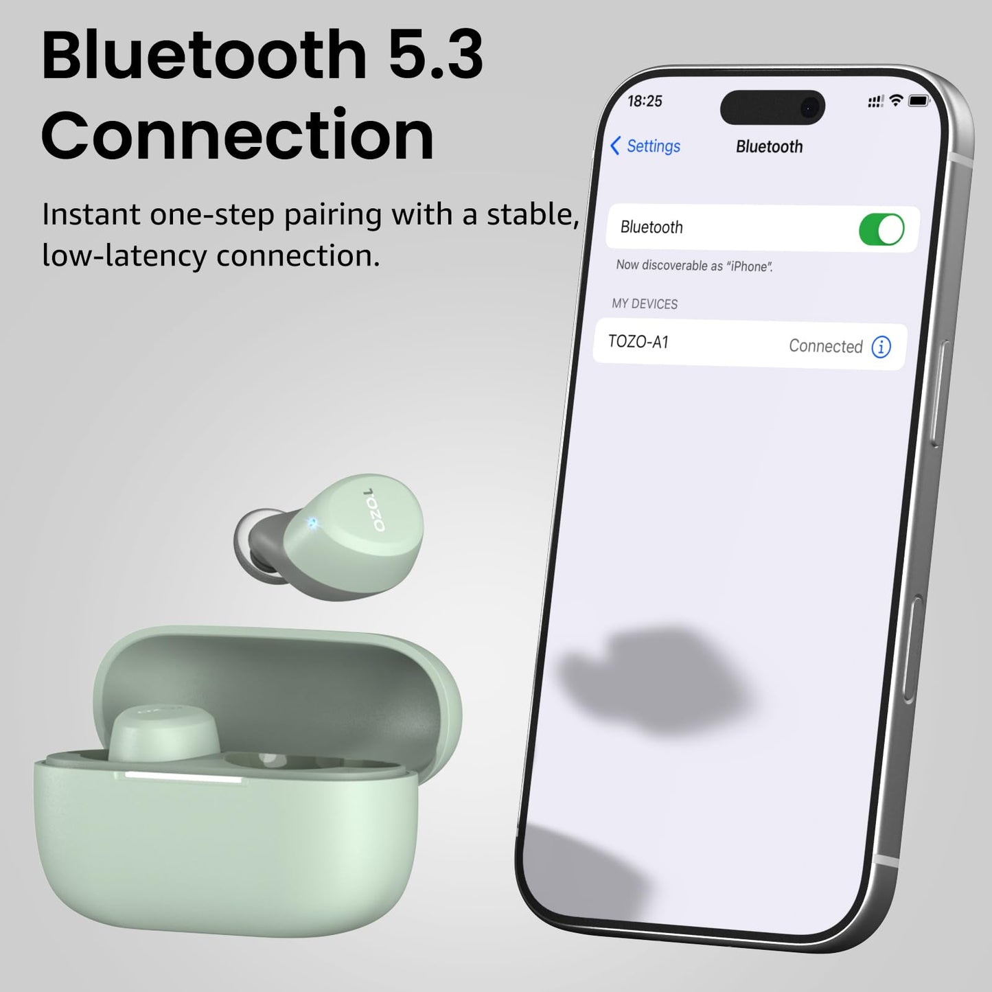 TOZO A1 Wireless Earbuds Bluetooth 5.3 Light Weight in Ear Headphones
