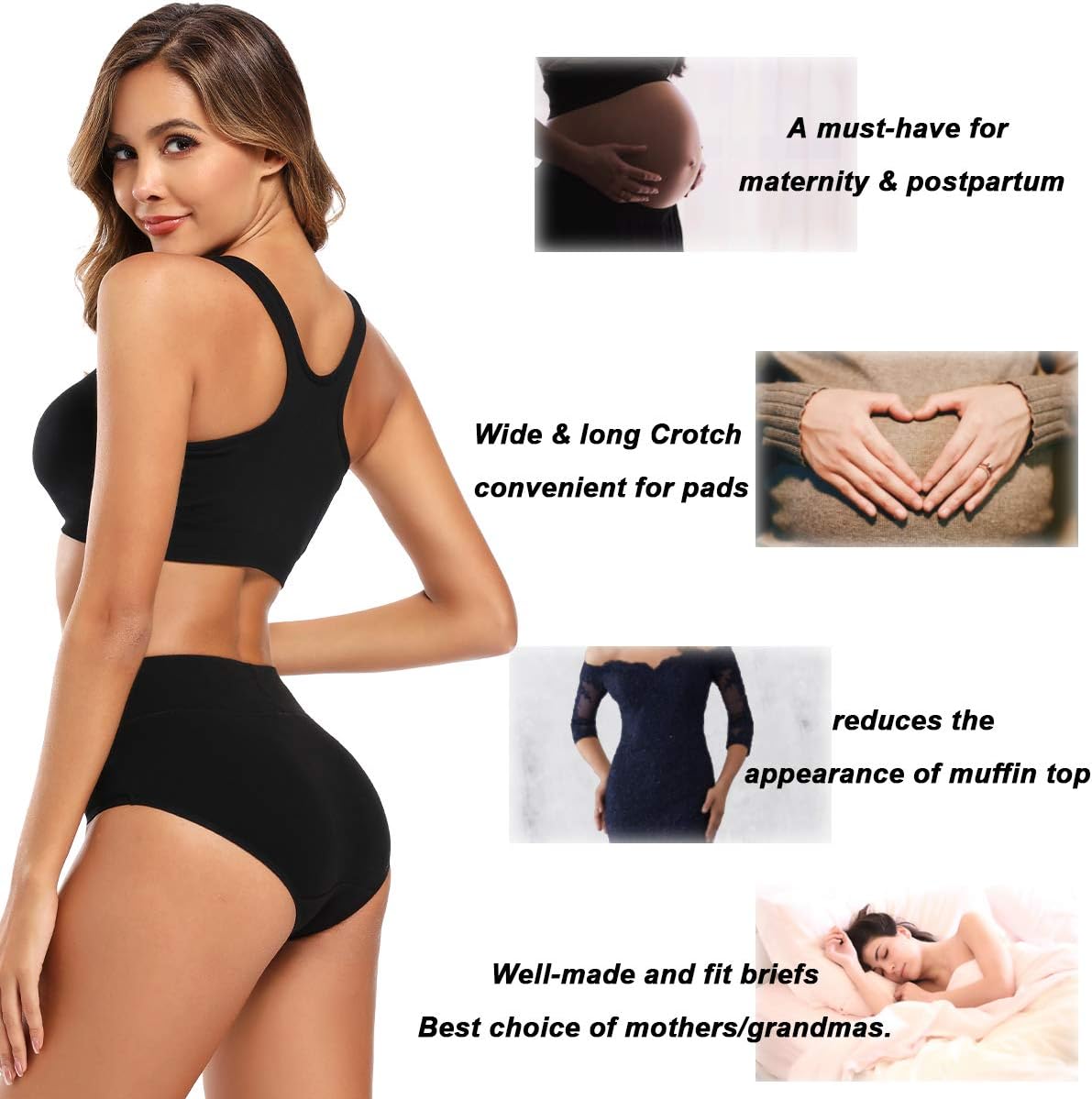 Molasus Women's Cotton Underwear High Waisted Full Coverage Ladies Panties (Regular & Plus Size)