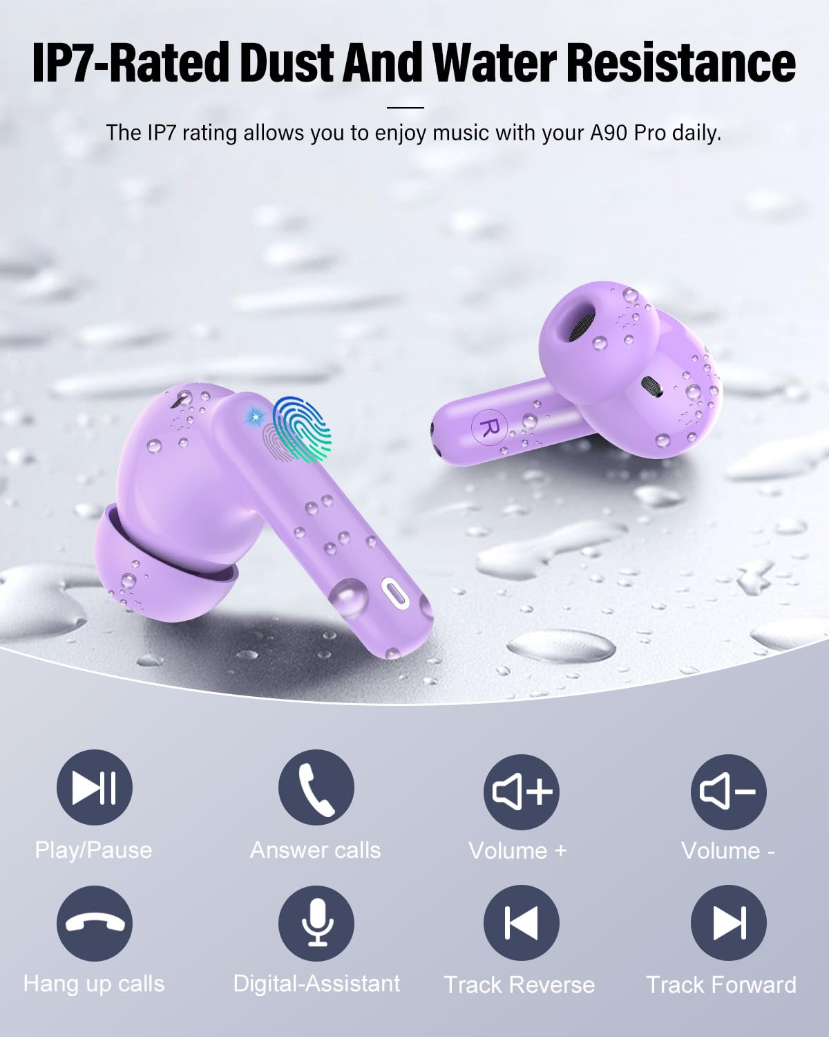 Wireless Earbuds, Bluetooth 5.4 Headphones Bass Stereo/Clear Calls, Black