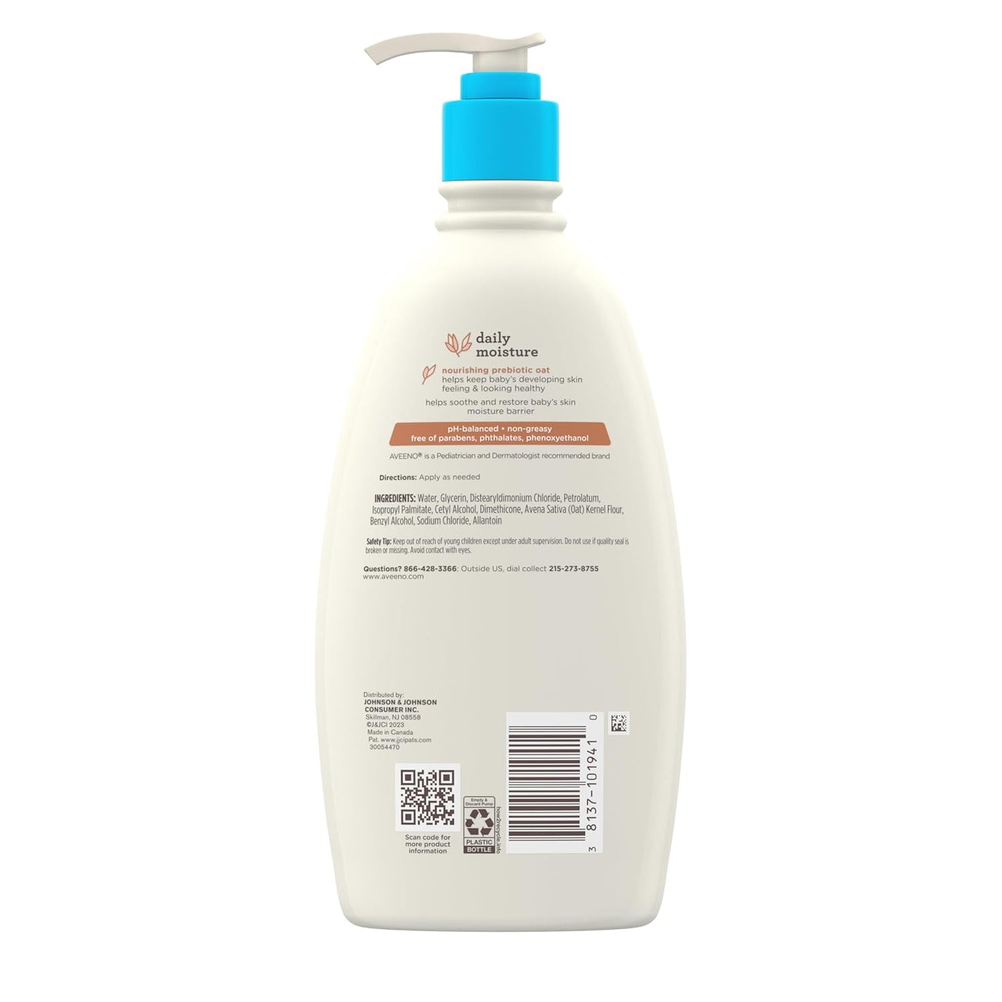 Aveeno Baby Daily Moisture Body Lotion, Fragrance Free, 18 fl. oz