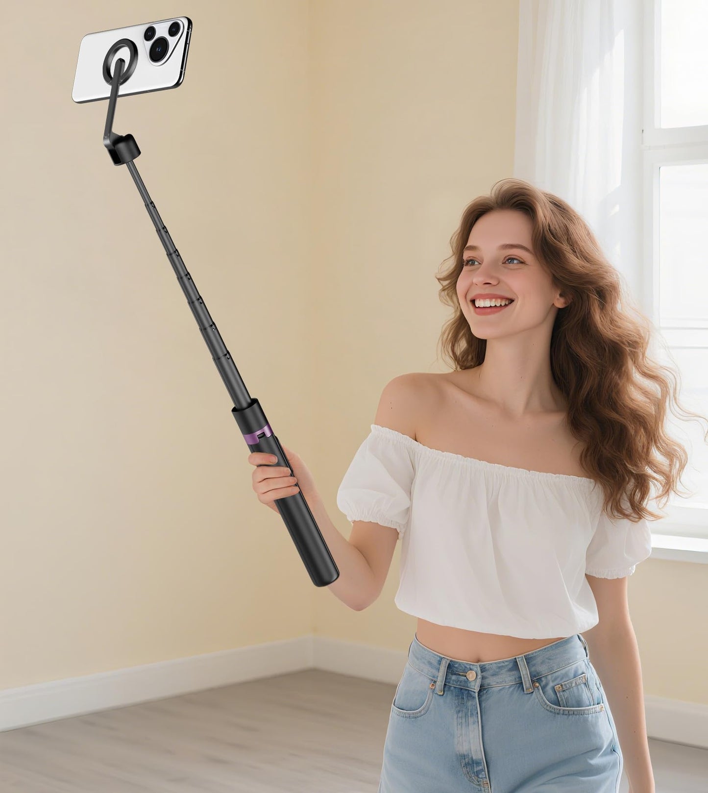 TONEOF 68" Magnetic Aluminum Phone Tripod Selfie Stick for iPhone & Android