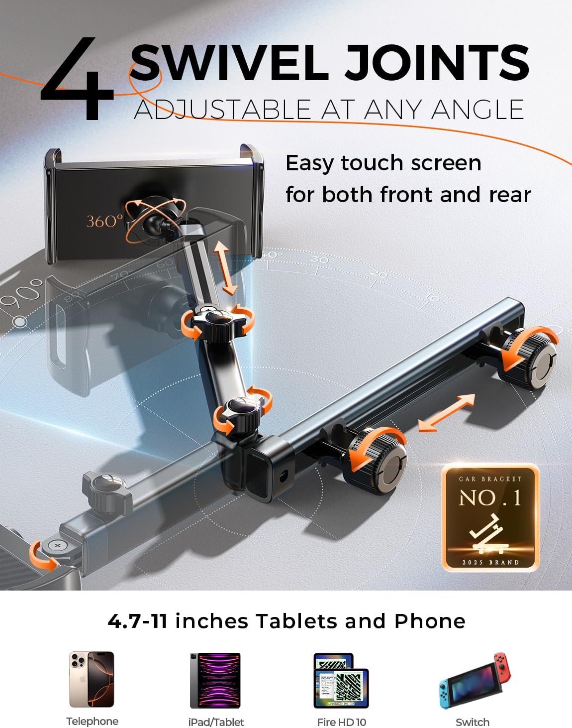 LISEN iPad Holder for Car Tablet Mount, Road Trip Essentials Kids Back Seat