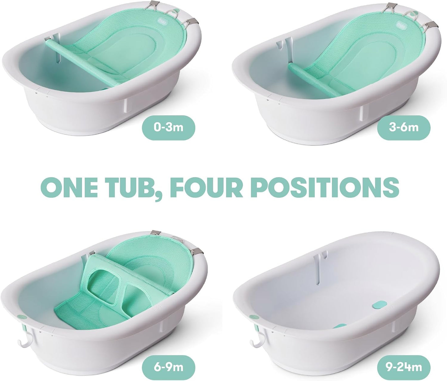 Frida Baby 4-in-1 Grow-with-Me Baby Bathtub, Baby Tub for Newborns to Toddler with Removable Bath Seat & Backrest for Bath Support in Tub