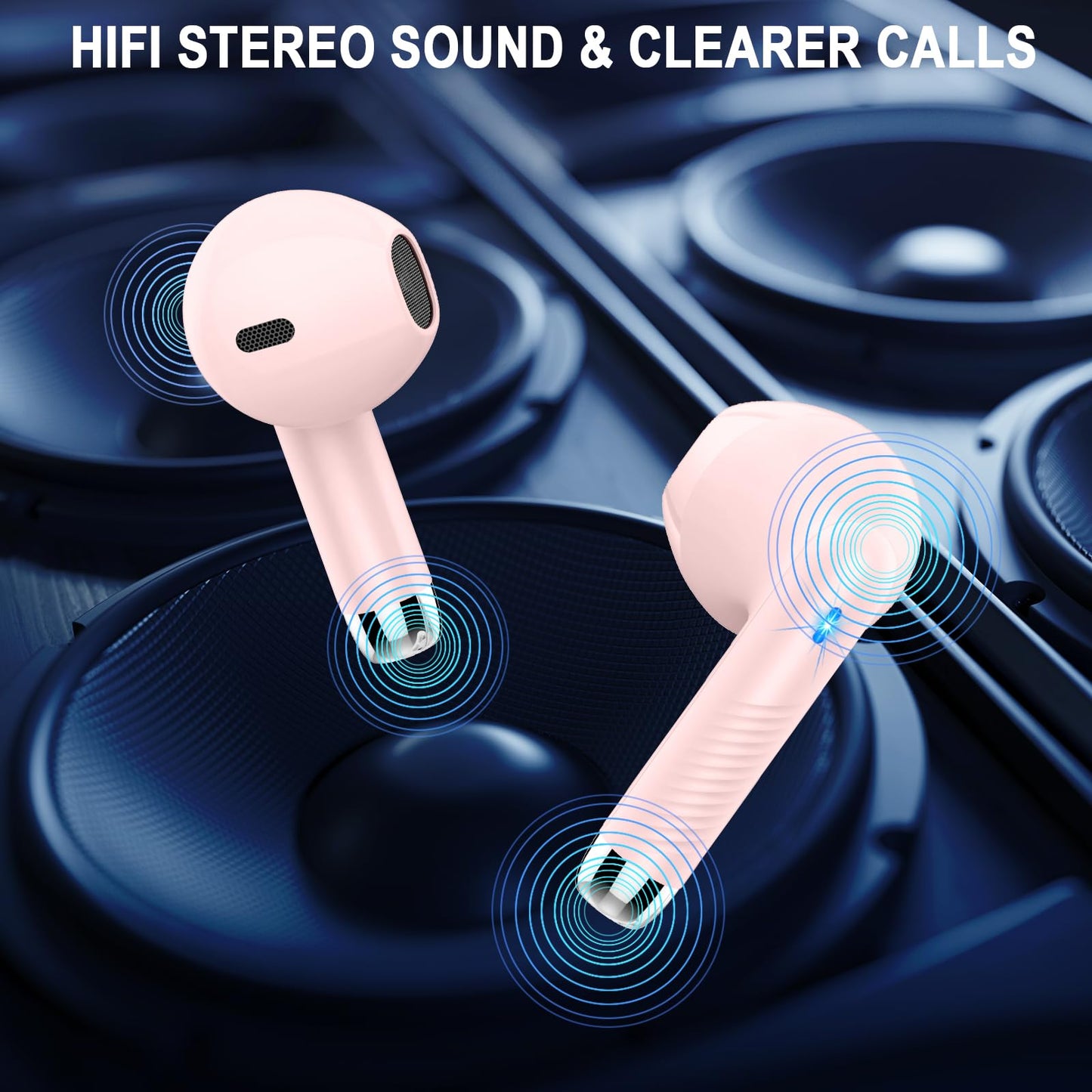 Wireless Earbuds, Bluetooth 5.4 Ear Buds, LED Power Display, 6D Bass Stereo