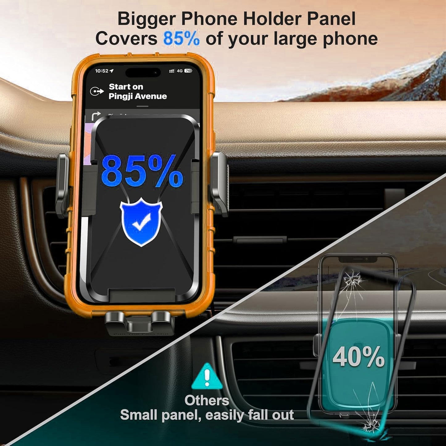 Qifutan Dash Mounted Holders Phone Holders for Your Car Phone Mount for Car Windshield Dashboard Air Vent Universal Desk Mounts Hands Free Automobile Cell Phone Holder Fit for iPhone Smartphone