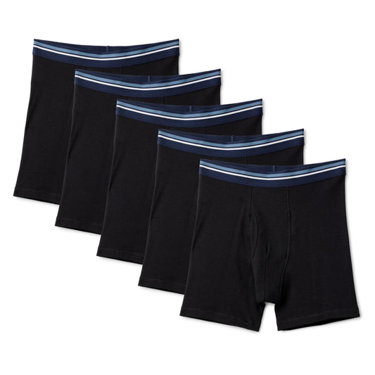 Amazon Essentials Men's Breathable Cotton Boxer Briefs, Tag-Free, Pack of 5