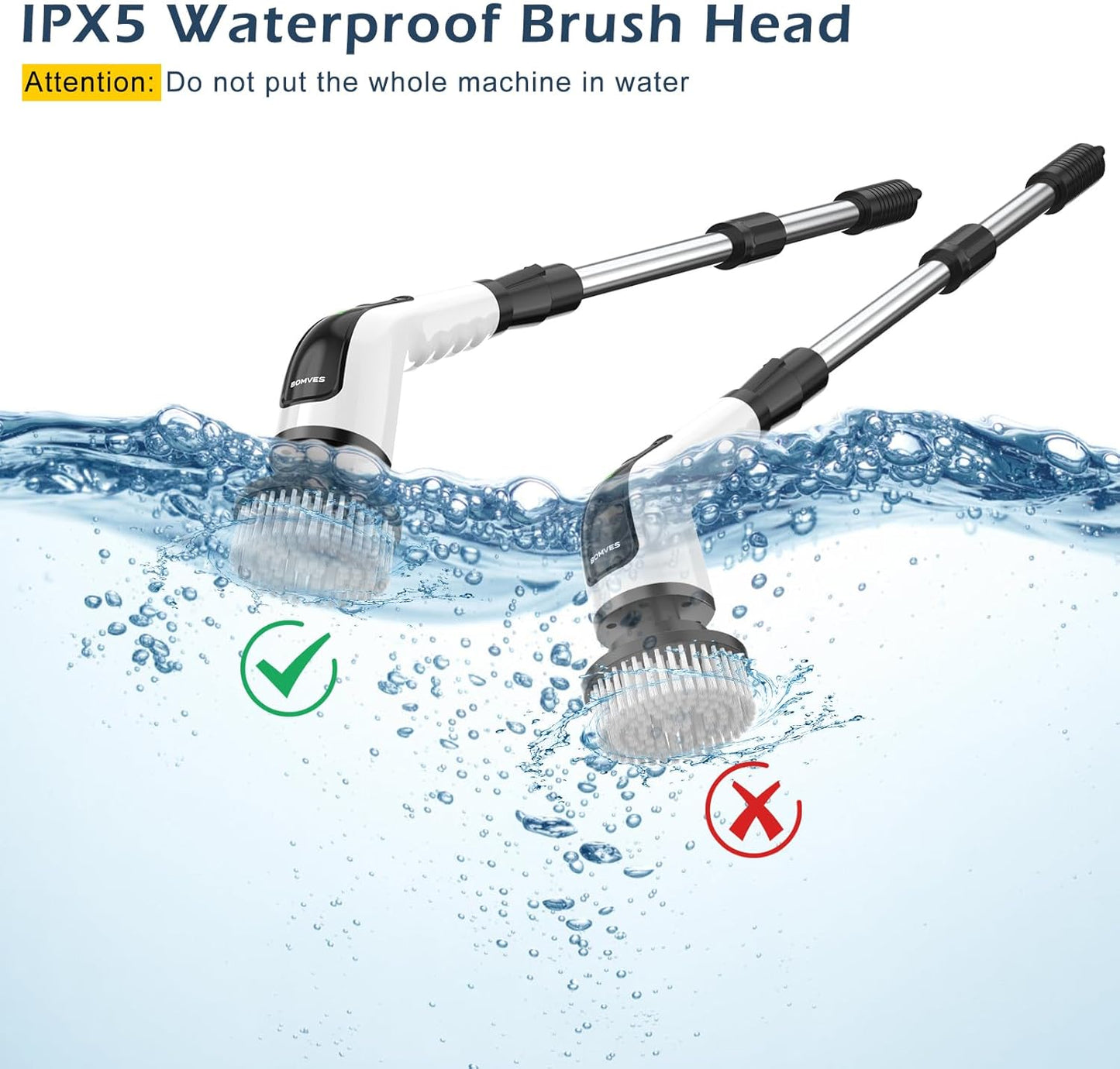 Electric Spin Scrubber, Power Shower Cleaning Brush with Long Handle