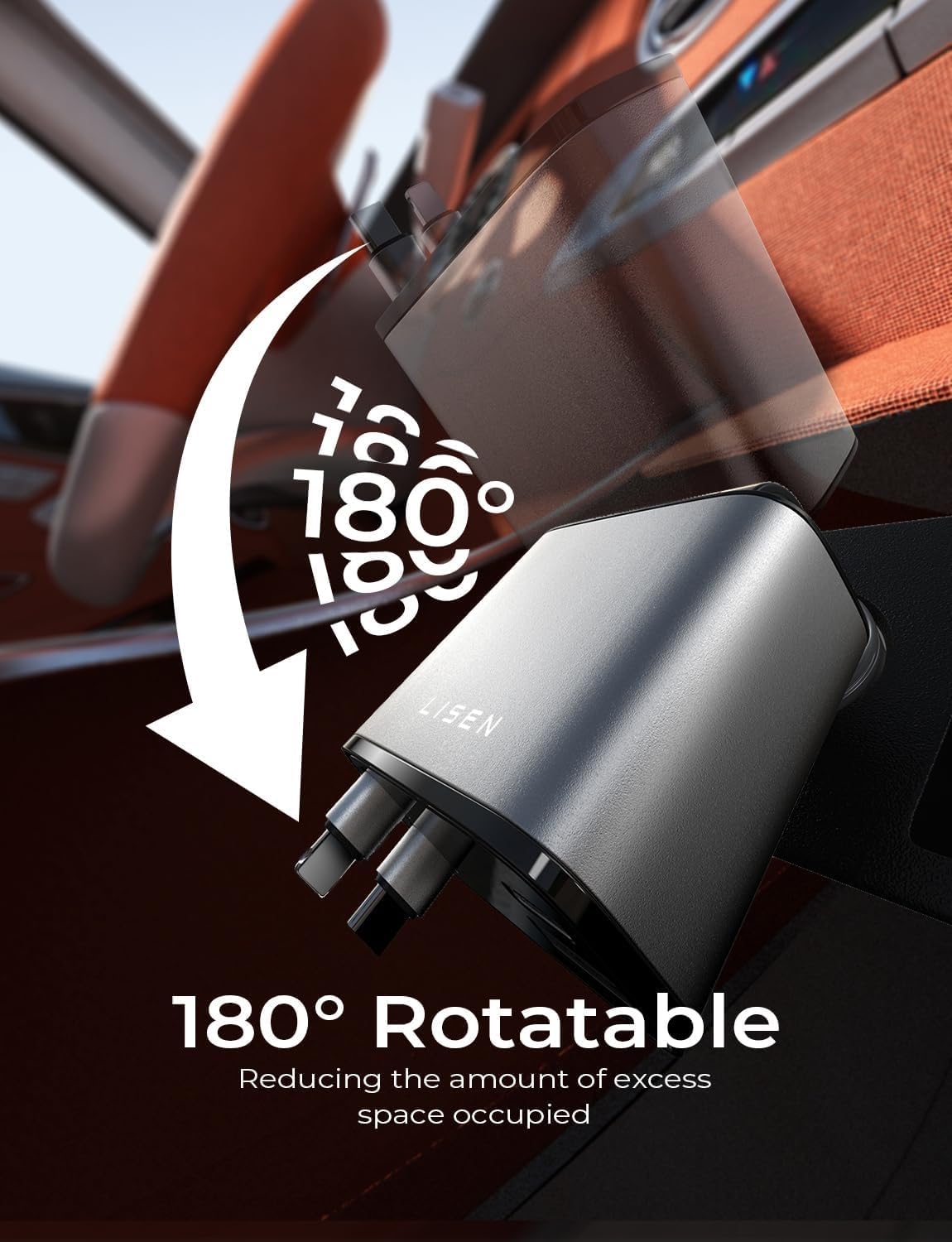 LISEN Retractable Car Charger, 84W Car Charger USB C Fast Charge, 4 in 1