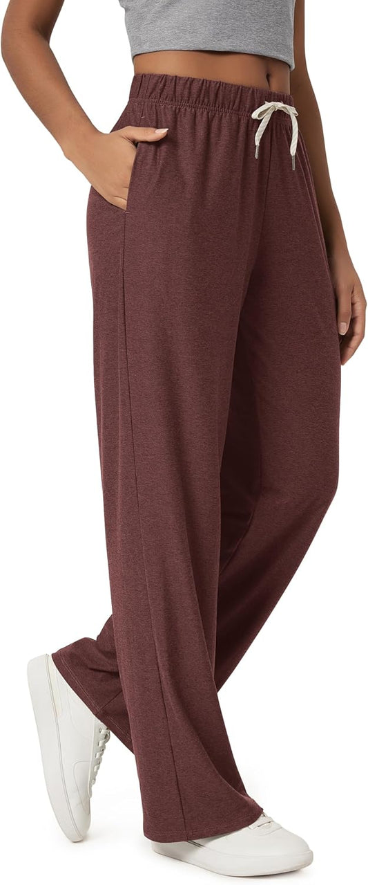ODODOS Women's Straight Leg Pants Ultra Soft odSTRATUM Tech Relaxed Casual Pajama Lounge Pants with Pockets-27/29/31 Inseam