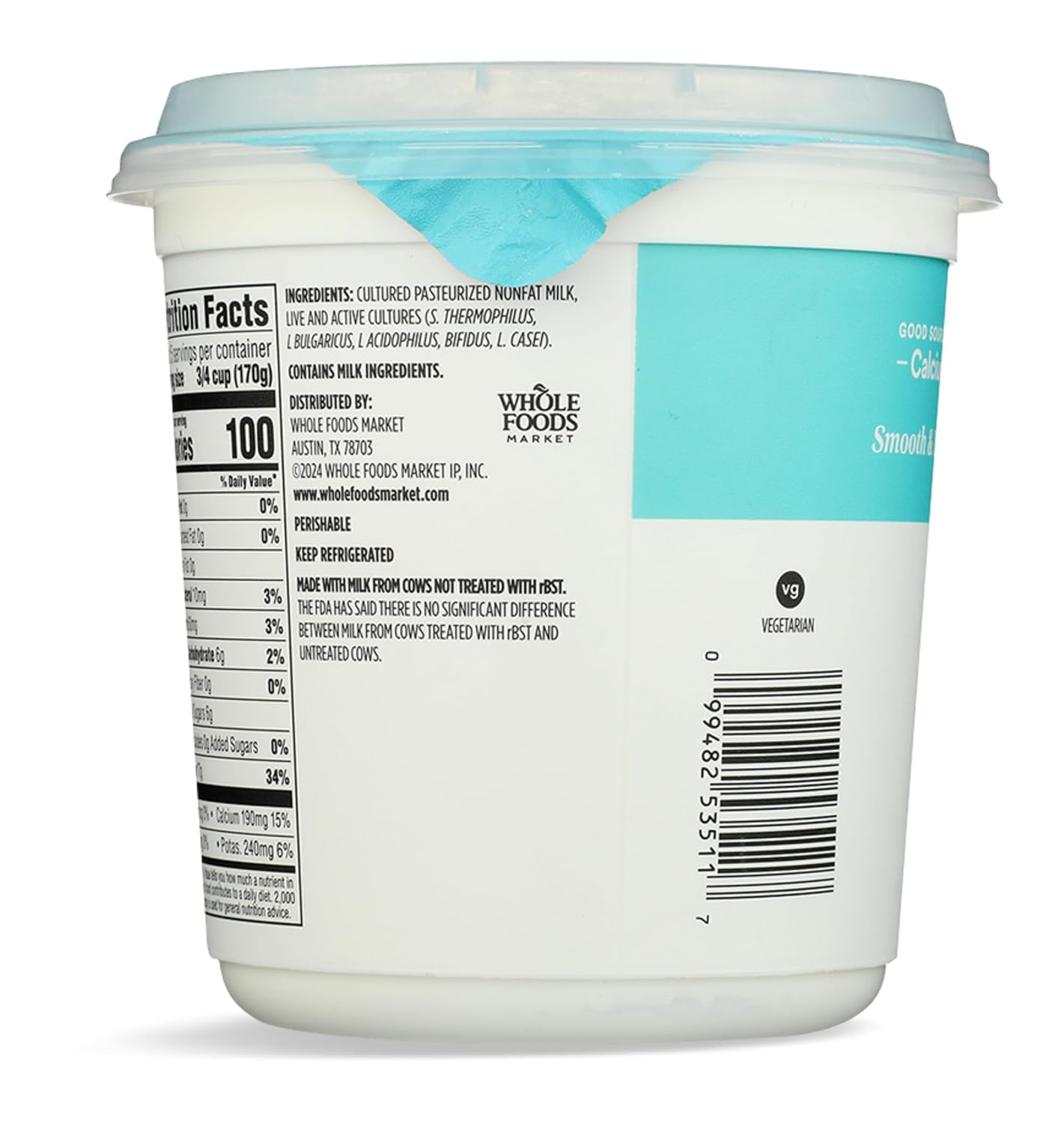 365 By Whole Foods Market, Greek Yogurt, Plain Nonfat, 32 Ounce