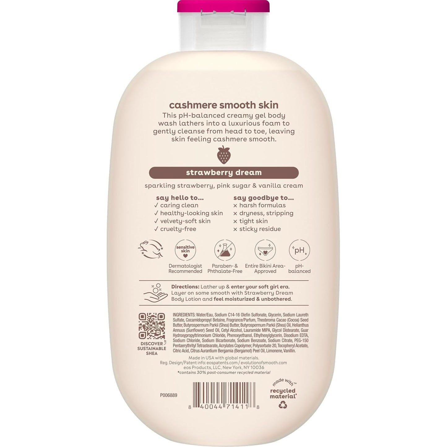 eos Cashmere Body Wash- Vanilla, Creamy Gel with Shea Butter, 16 fl oz