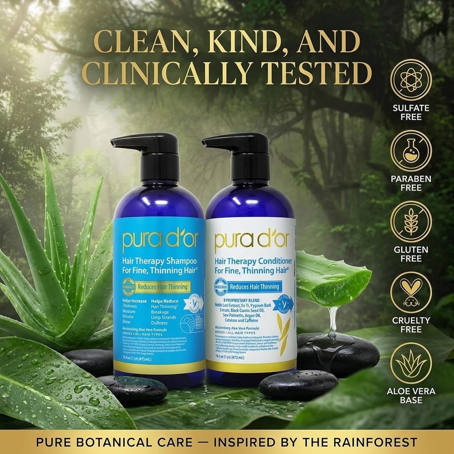 PURA D'OR Deep Moisturizing Biotin Hair Regrwoth Conditioner Thickens, Softens, & Moisturizes Dry, Frizzy, Damaged Hair w/Argan Oil, Pumpkin, Rosemary, Honeysuckle, Vitamin E, Men & Women, 16oz