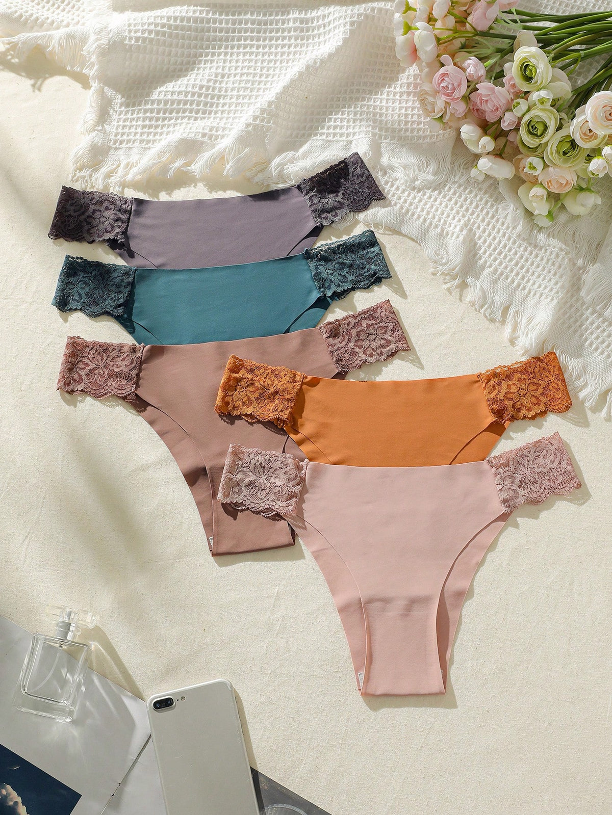 5Pack Contrast Lace Panty Lingerie