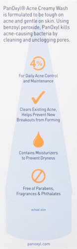 PanOxyl Antimicrobial Acne Creamy Wash, 4% Benzoyl Peroxide, 6 Ounce