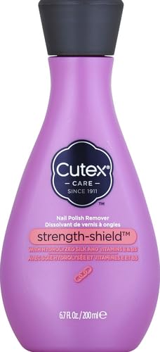 Cutex Nail Polish Remover, Strength Shield, Leaves Nails Looking Healthy, Contains Vitamins E, B5 & Hydrolyzed Silk, 6.76 Fl Oz