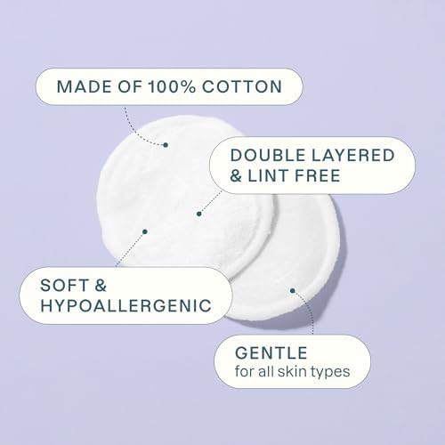 Cliganic Extra Large Face Pads (100 Count) - Soft, Extra Absorbent, Ultra Durable, Hypoallergenic, For Makeup, Nail Polish & Daily Buildup Removal, Toner & Cleanser Application, Dual Sided & Lint-Free