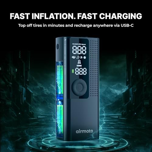 Airmoto Tire Inflator Portable Air Compressor for Cars, Bikes and Bicycles