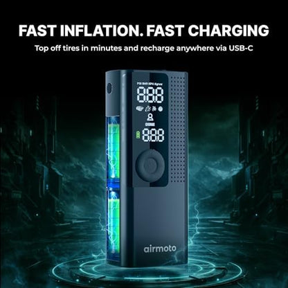 Airmoto Tire Inflator Portable Air Compressor for Cars, Bikes and Bicycles