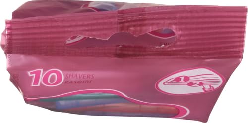 BIC Silky Touch Women's Disposable Razors, With 2 Blades, Pretty Pastel Razor Handles, 10 Count Pack of Shaving Razors