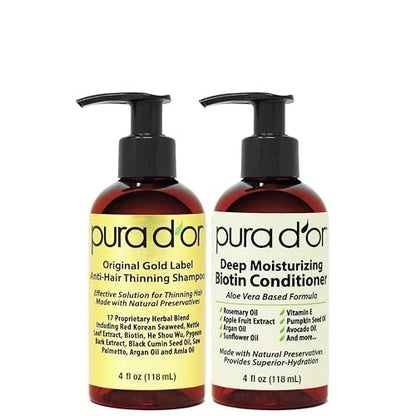 PURA D'OR Deep Moisturizing Biotin Hair Regrwoth Conditioner Thickens, Softens, & Moisturizes Dry, Frizzy, Damaged Hair w/Argan Oil, Pumpkin, Rosemary, Honeysuckle, Vitamin E, Men & Women, 16oz