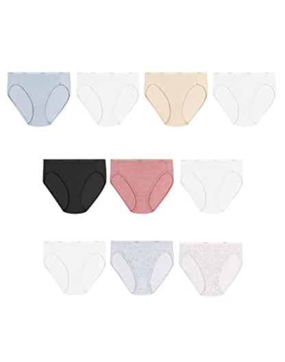 Hanes Women's Underwear Pack, 10-Pack, Full-Coverage Cotton Blend Panties, Moisture-Wicking Underwear for Women