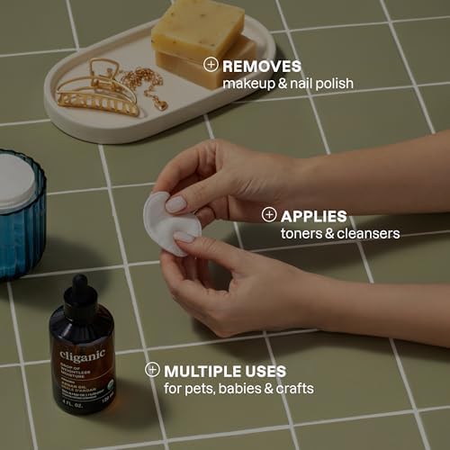Cliganic Extra Large Face Pads (100 Count) - Soft, Extra Absorbent, Ultra Durable, Hypoallergenic, For Makeup, Nail Polish & Daily Buildup Removal, Toner & Cleanser Application, Dual Sided & Lint-Free