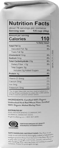 King Arthur 100% Organic Bread Flour, Unbleached, 5 lb (Pack of 1) - Non-GMO Project Verified, No Preservatives