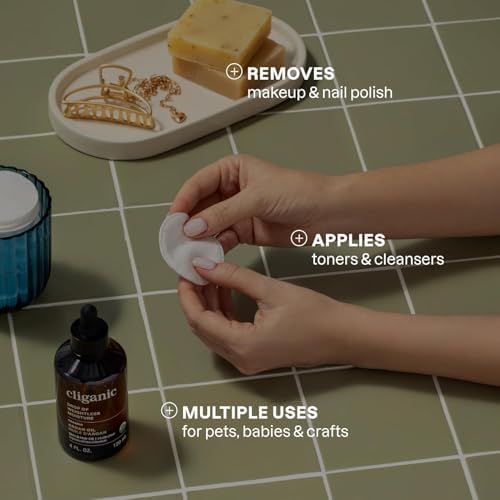 Cliganic Extra Large Face Pads (100 Count) - Soft, Extra Absorbent, Ultra Durable, Hypoallergenic, For Makeup, Nail Polish & Daily Buildup Removal, Toner & Cleanser Application, Dual Sided & Lint-Free