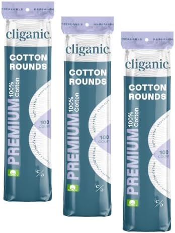 Cliganic Extra Large Face Pads (100 Count) - Soft, Extra Absorbent, Ultra Durable, Hypoallergenic, For Makeup, Nail Polish & Daily Buildup Removal, Toner & Cleanser Application, Dual Sided & Lint-Free
