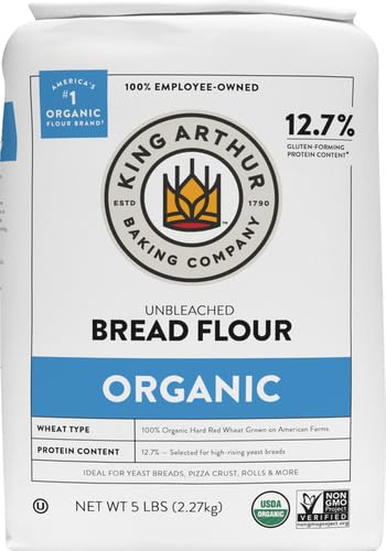 King Arthur 100% Organic Bread Flour, Unbleached, 5 lb (Pack of 1) - Non-GMO Project Verified, No Preservatives