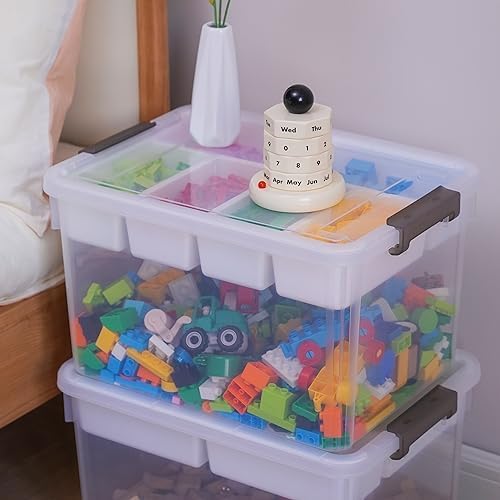 Citylife 6Qt 4Packs Clear Craft Organizers and Storage BOX, Sensory Bins