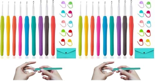 Yarniss Crochet Hooks,14 Size Ergonomic Crochet Hooks Set 2mm(B)-10mm(N)