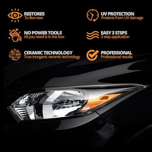 CERAKOTE® Ceramic Headlight Restoration Kit, No Power Tools, 10 Wipe Kit