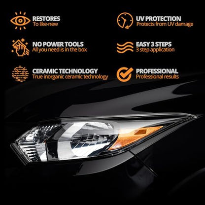 CERAKOTE® Ceramic Headlight Restoration Kit, No Power Tools, 10 Wipe Kit