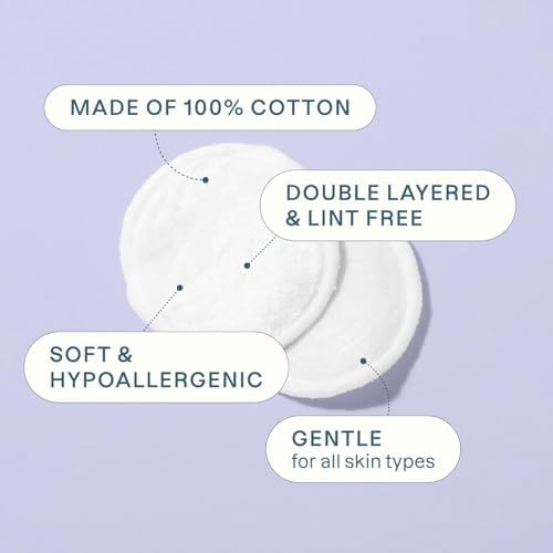 Cliganic Extra Large Face Pads (100 Count) - Soft, Extra Absorbent, Ultra Durable, Hypoallergenic, For Makeup, Nail Polish & Daily Buildup Removal, Toner & Cleanser Application, Dual Sided & Lint-Free