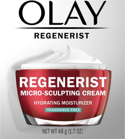 Olay Face Moisturizer, Regenerist Micro-Sculpting Facial Cream for Women - Anti-Aging, Anti-Wrinkle, Firming Skin Care - Triple Collagen Cream, Peptide Moisturizer, Hyaluronic Acid, Niacinamide, 1.7oz
