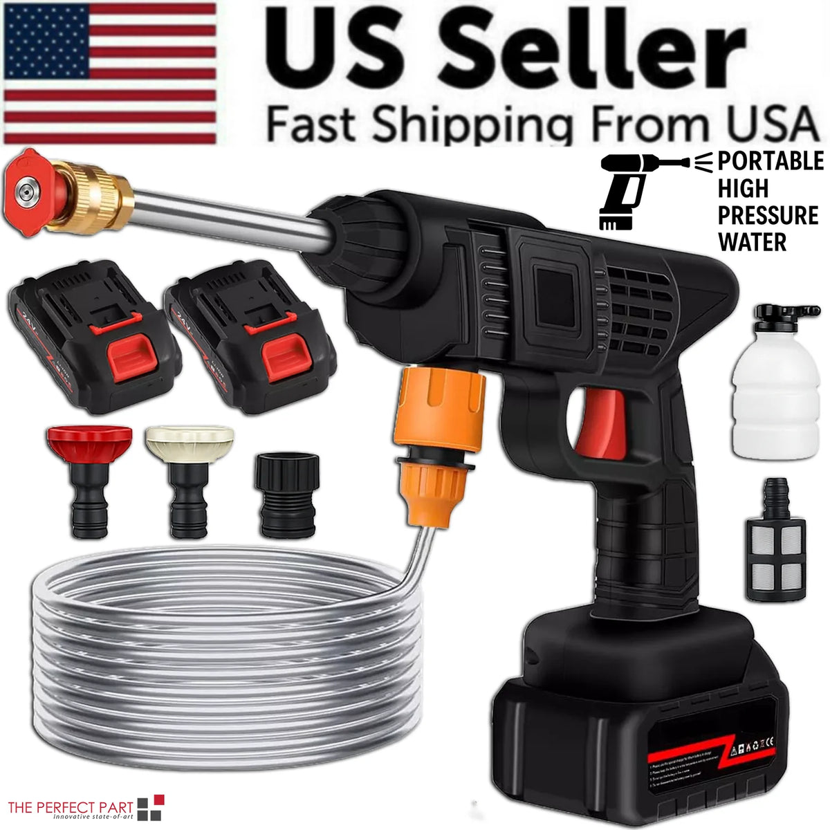Portable Cordless Electric High Pressure Water Spray Gun Car Washer Cleaner Tool