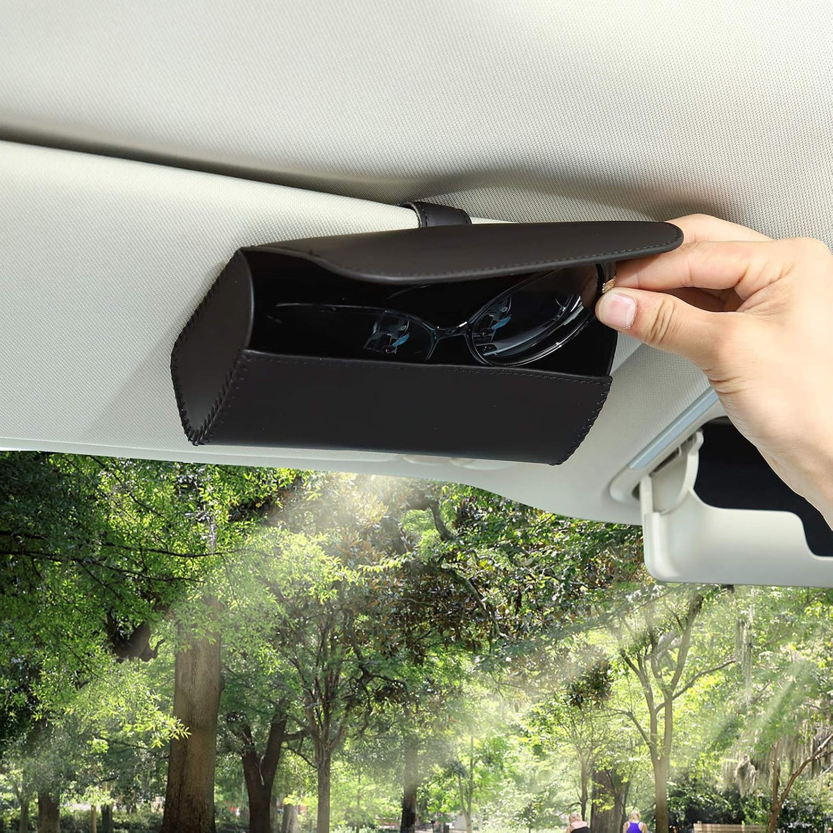 Sunglasses Holder for Car Sun Visor, Auto Eyeglasses Protective Storage Case, Vehicle Visor Accessories Organizer Box