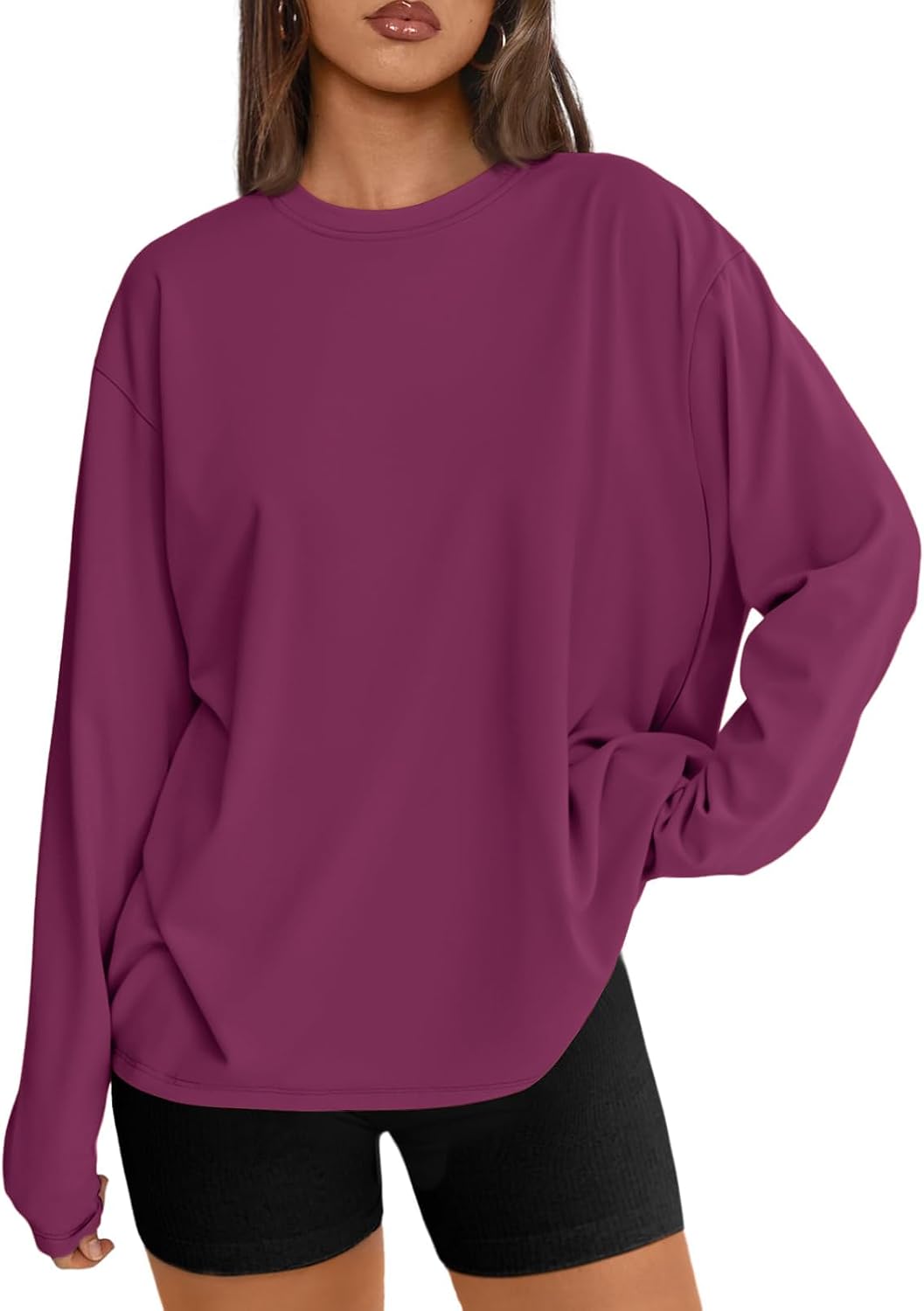 Trendy Queen Womens Oversized Long Sleeve Shirts Fall Tops 2026 Basic Tees