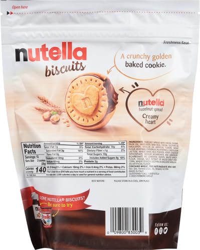 Nutella Biscuits Cookies Filled with Nutella Hazelnut Spread, Sweet Snack Pack, 9.7 oz