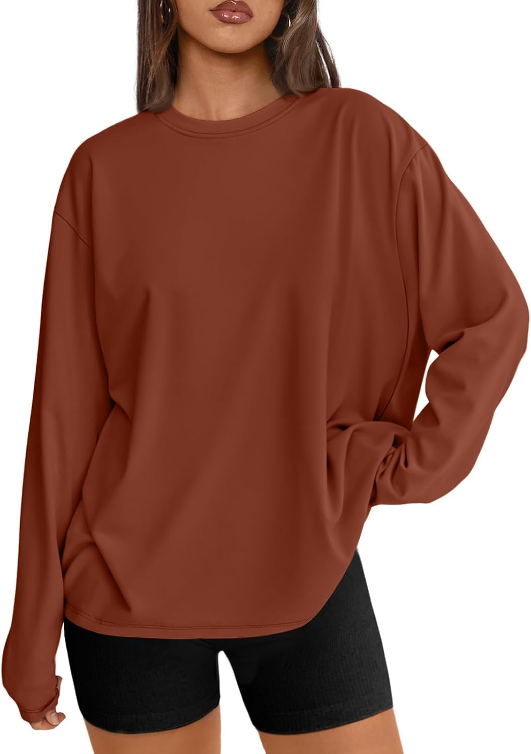 Trendy Queen Womens Oversized Long Sleeve Shirts Fall Tops 2026 Basic Tees