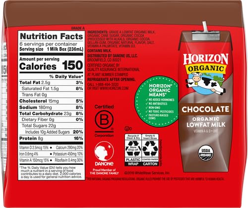 Horizon Organic Shelf Stable Whole Milk Boxes, Pack of 18-8g Protein per Serving