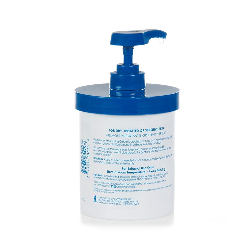 Vanicream Moisturizing Cream, Body & Face Moisturizer, 16 Oz Pump Dispenser