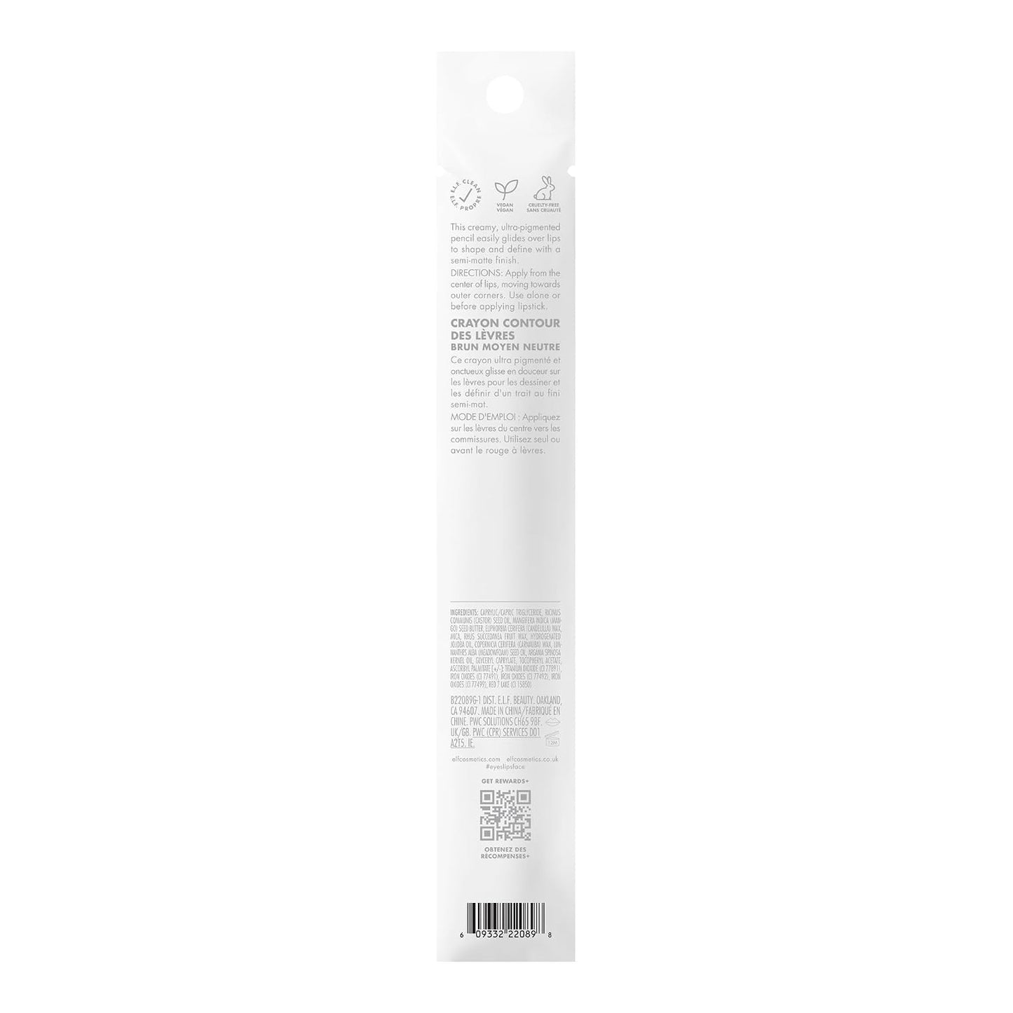 e.l.f. Cream Glide Lip Liner, Highly-Pigmented Pencil For Shaping & Sculpting Lips, Semi-Matte Finish, Vegan & Cruelty-Free