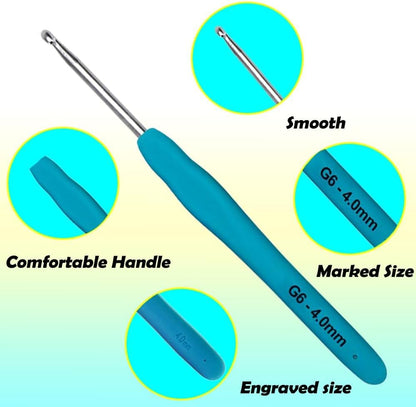 Yarniss Crochet Hooks,14 Size Ergonomic Crochet Hooks Set 2mm(B)-10mm(N)