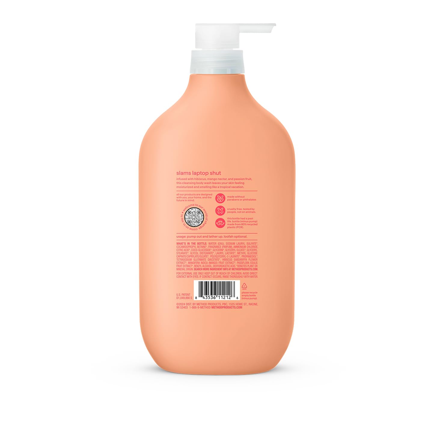 Method Body Wash, Island Mist-Leaves Skin Feeling Soft & Moisturized, Made Without Parabens, Notes of Hibiscus, Mango Nectar & Passion Fruit, 28 fl oz