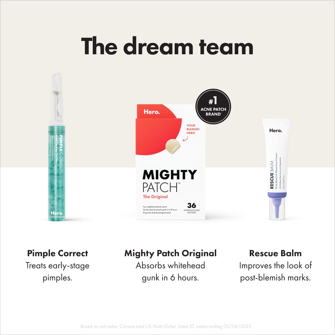 Mighty Patch Hero Cosmetics Original Nighttime Acne Pimple Patches, 36 Ct